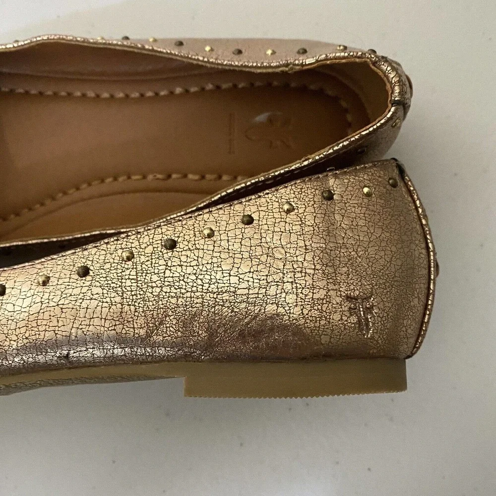 Frye Girls Youth Carson Shimmer Ballet Flat Rose Gold Slip On Shoe Casual Size 4 - Picture 4 of 9
